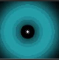 Concentric circles in shades of green and blue with a black circle and a white circle in the middle.