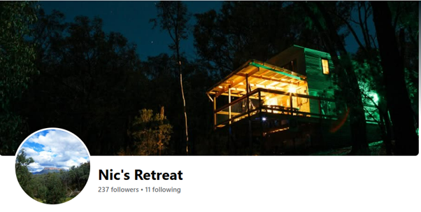 Night view of Nics retreat accommodation in the Capertee valley on Pinegrove Rd